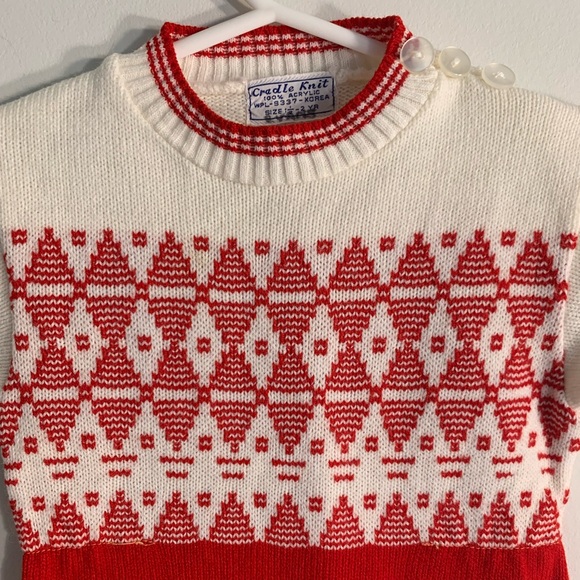 Vintage Christmas knit sweater onesie/ top - Picture 3 of 5